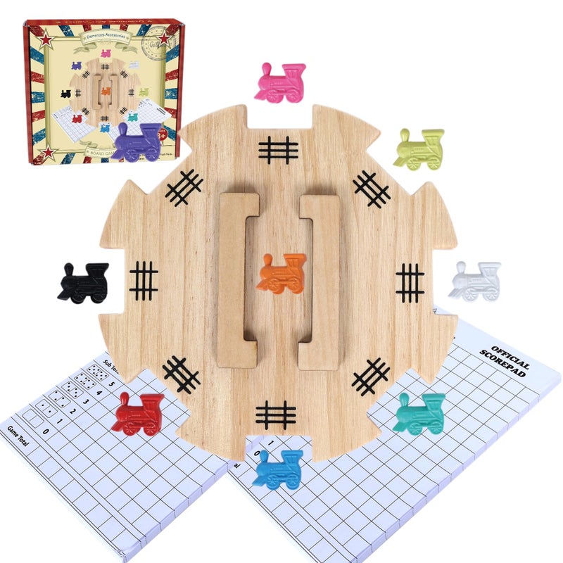 GOTHINK Mexican Train Dominoes Accessories Set Large Size Pine Hub 9 Colorful Metal Markers 50Sheet Score Pads2 - Image 2