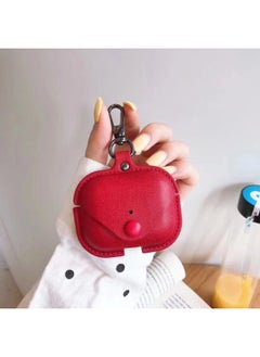 Leather Flip Cover Protective Case For Apple Airpods PRO2 1/2/3 Business Style Headphone Bag Compatible With 4th Gen For Apple Earphones-Color:Red-Applicable Model:Airpods1/2nd Generation