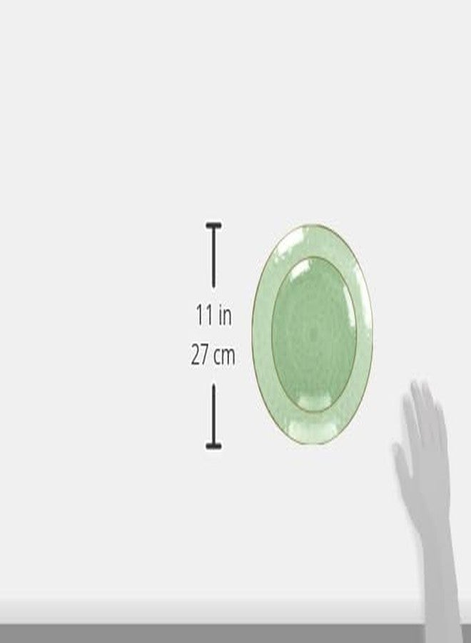 Blue Sky Organic Hammered Green With Gold Rim Round Plastic Plates - 32 Count, 7" &10" Combo Pack | Round Disposable Plastic, Elegant Design for Parties & Events - Image 3