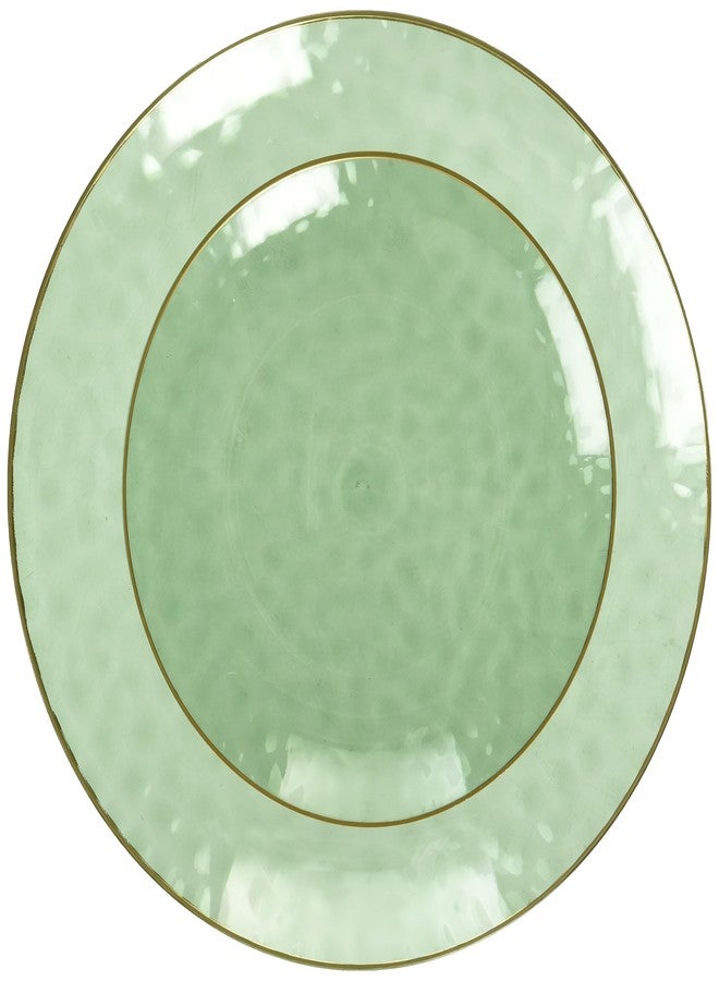 Blue Sky Organic Hammered Green With Gold Rim Round Plastic Plates - 32 Count, 7" &10" Combo Pack | Round Disposable Plastic, Elegant Design for Parties & Events - Image 2