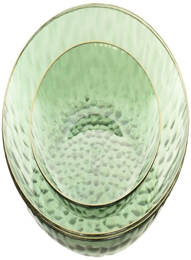 Blue Sky Organic Hammered Green With Gold Rim Round Plastic Plates - 32 Count, 7" &10" Combo Pack | Round Disposable Plastic, Elegant Design for Parties & Events - Image 1