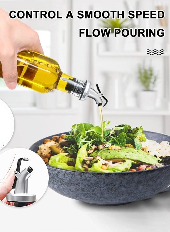 Large Glass Oil Set 2 Pieces Stainless Steel Oil And Vinegar Dispenser Set Kitchen Oil And Vinegar Set Olive Oil Bottle Cooking Oil Dispenser Glass Multi-use Oil Pen 580 ml - Image 5