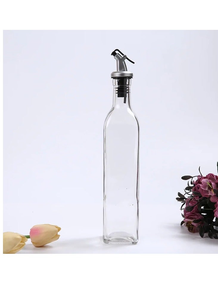 Large Glass Oil Set 2 Pieces Stainless Steel Oil And Vinegar Dispenser Set Kitchen Oil And Vinegar Set Olive Oil Bottle Cooking Oil Dispenser Glass Multi-use Oil Pen 580 ml - Image 4