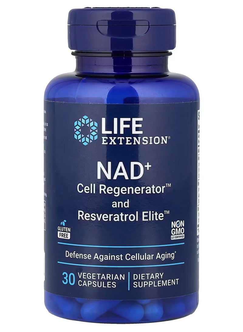 Life Extension, NAD+ Cell Regenerator™ and Resveratrol Elite™, 30 Vegetarian Capsules - Image 1