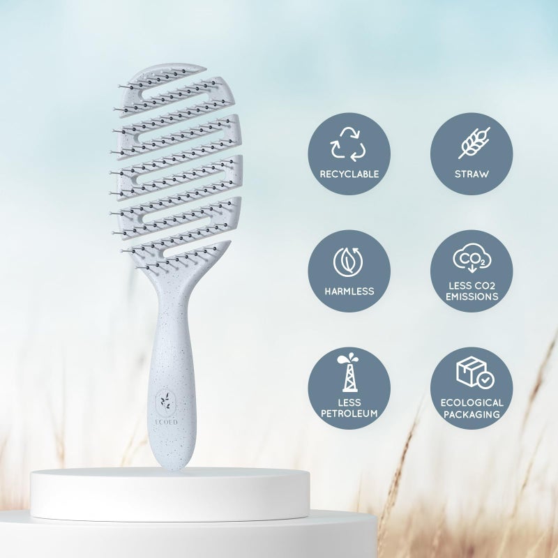 Ecoed Detangler Hairbrush, Vented Detangling Brush for Straight, Wavy, Curly and Fine Hair, Quick Smoothing for Women and Men, Eco-Friendly & Sustainable Material (Pink) - Image 3