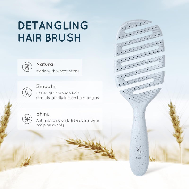 Ecoed Detangler Hairbrush, Vented Detangling Brush for Straight, Wavy, Curly and Fine Hair, Quick Smoothing for Women and Men, Eco-Friendly & Sustainable Material (Pink) - Image 2
