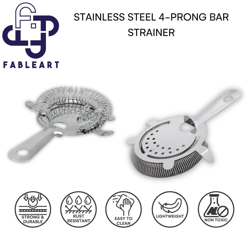 Fableart Stainless Steel 4-Prong Bar Strainer | Cocktail/Mocktail Strainer | Ice Separator - Image 3