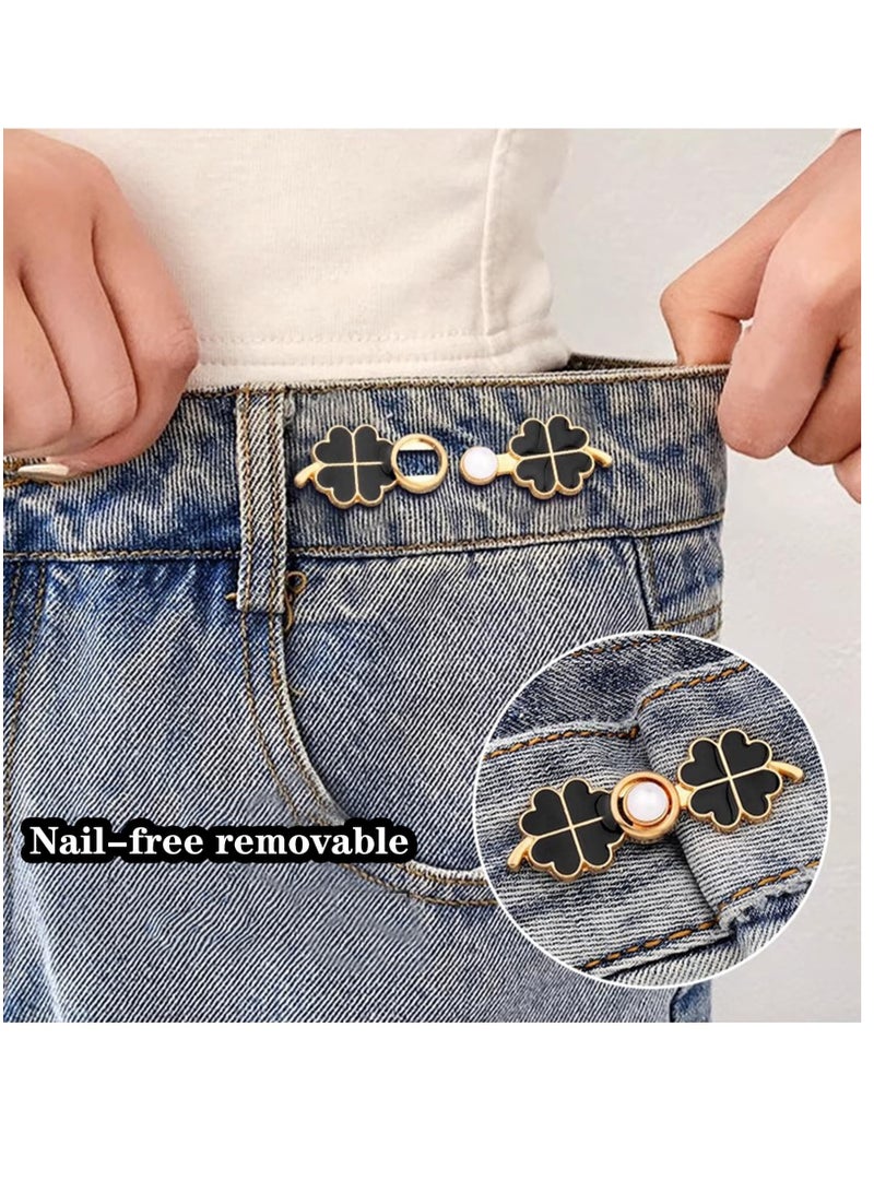 Excefore Pant Waist Tightener, 8 Set 4 Style Jean Button Pins No Sewing Required Pants Clips for Waist, Adjustable Waist Buckle Extender, or Loose Pants, Jeans and Dress, Jean Button Pins - Image 3