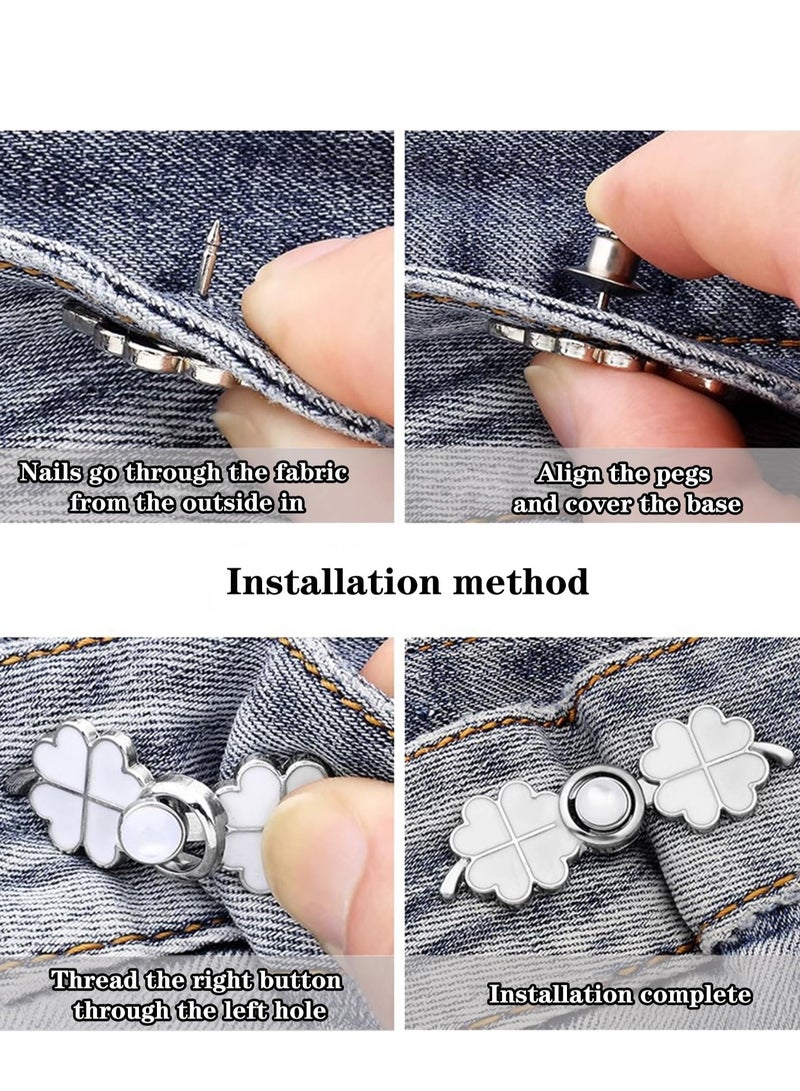 Excefore Pant Waist Tightener, 8 Set 4 Style Jean Button Pins No Sewing Required Pants Clips for Waist, Adjustable Waist Buckle Extender, or Loose Pants, Jeans and Dress, Jean Button Pins - Image 5