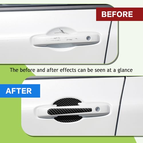 HEVLE 8PCS Car Door Handle Scratch Protector, Carbon Fiber Handle Bowl Sticker, Door Protective Film (Black) - Image 3