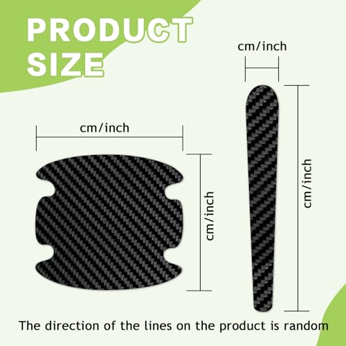HEVLE 8PCS Car Door Handle Scratch Protector, Carbon Fiber Handle Bowl Sticker, Door Protective Film (Black) - Image 5