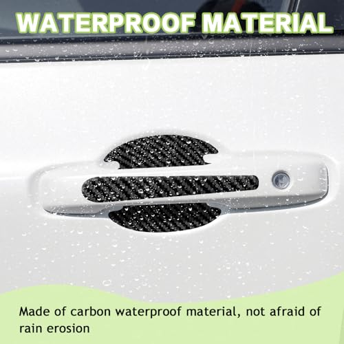 HEVLE 8PCS Car Door Handle Scratch Protector, Carbon Fiber Handle Bowl Sticker, Door Protective Film (Black) - Image 4