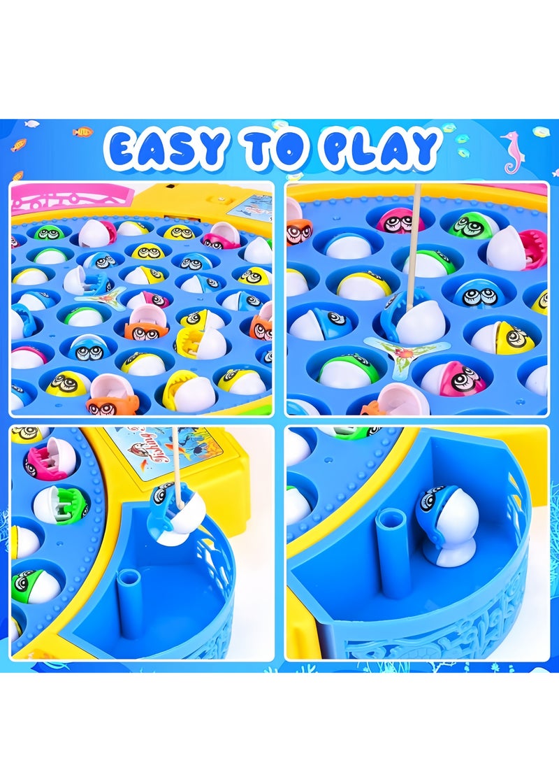 Fishing Game Toy with 45 Fish and 4 Fishing Rod and Fishing Plate Electric Fish Interactive Educational Toy With Beautiful Music And Lightning Effect Toy, Rotating Fishing Reel for Boy Girl 2 3 4 5 6 Years  - Image 4