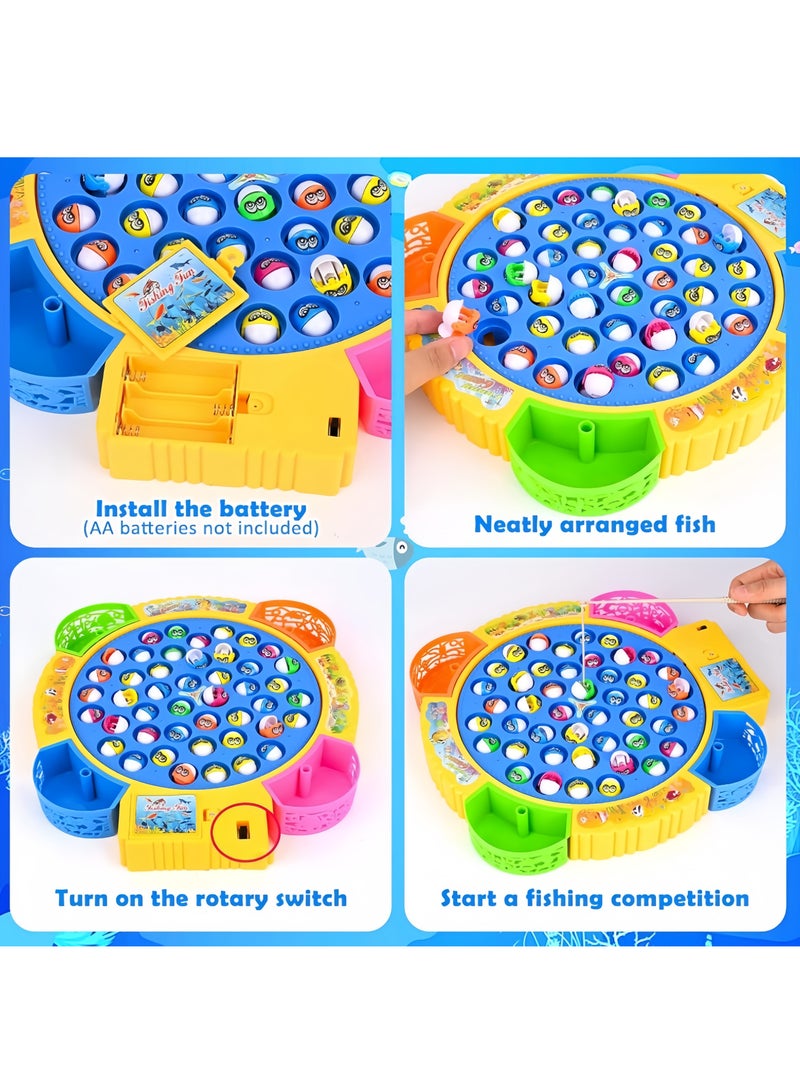 Fishing Game Toy with 45 Fish and 4 Fishing Rod and Fishing Plate Electric Fish Interactive Educational Toy With Beautiful Music And Lightning Effect Toy, Rotating Fishing Reel for Boy Girl 2 3 4 5 6 Years  - Image 5
