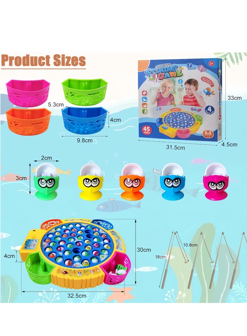Fishing Game Toy with 45 Fish and 4 Fishing Rod and Fishing Plate Electric Fish Interactive Educational Toy With Beautiful Music And Lightning Effect Toy, Rotating Fishing Reel for Boy Girl 2 3 4 5 6 Years  - Image 2