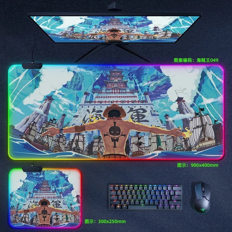 Bluejw Anime RGB Large LED Mouse Pad - Extended Gaming Desk Mat with Non-Slip Rubber Base & Stitched Edges for Keyboard & Laptop - Image 1