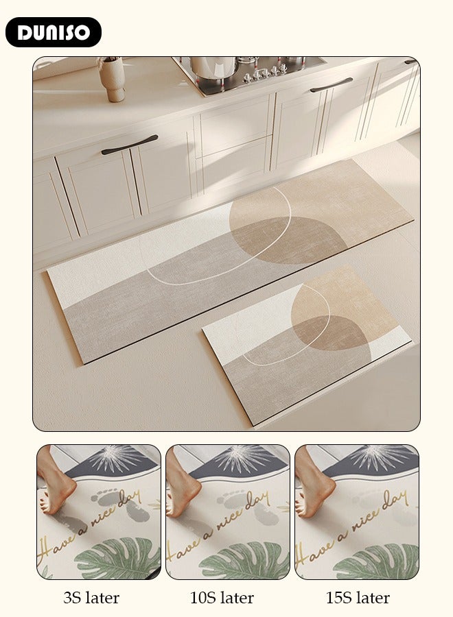 DUNISO طقم سجادات ومشايات مطبخ 2 قطعة، سجادة مقاومة للانزلاق، سجادة أرضية سريعة الجفاف من طين الدياتوم، سجادات أرضية ناعمة وامتصاصية إضافية للمطبخ، الحمام، المكتب، غرفة الغسيل (40*60 سم + 40*120 سم) - Image 5
