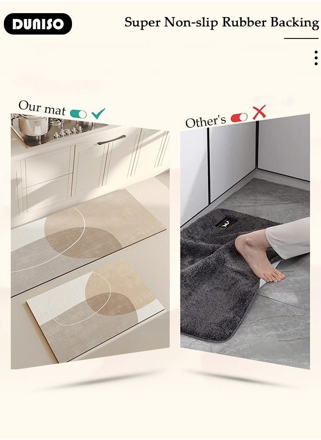 DUNISO 2 PCS  Kitchen Mats and Rugs Set , Non Slip Heavy Duty Standing Mat, Quick Dry Diatom Mud Floor Mat,  Extra Soft and Absorbent Floor Mats for  Kitchen, Bath, Office, Laundry(40*60cm+40*120cm)  - Image 3