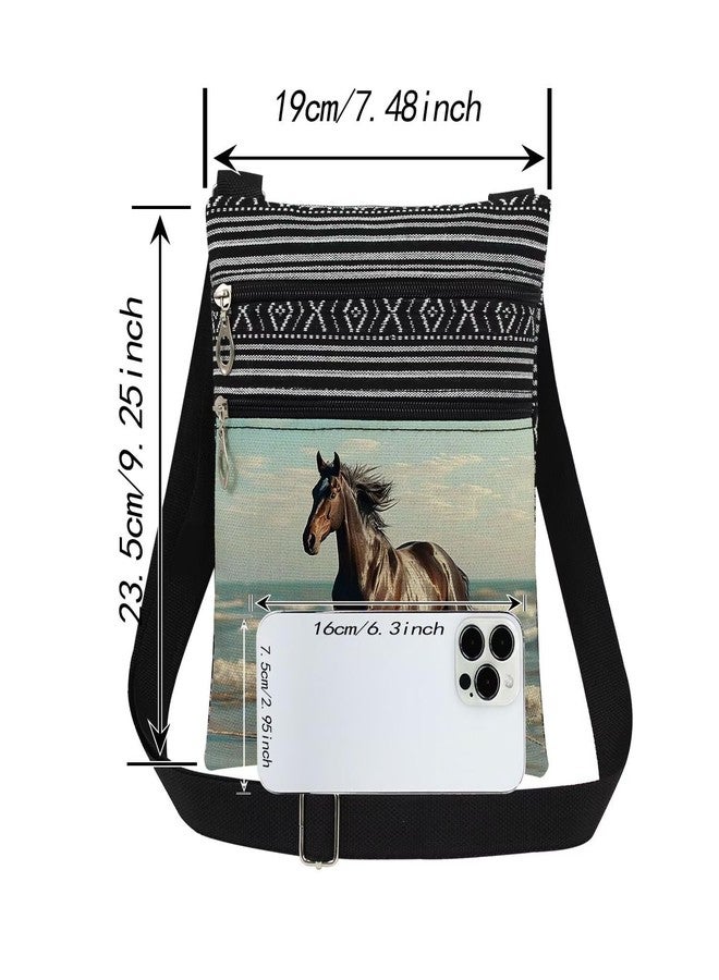 XiaoGalaee Horse Shore Beach Print Crossbody Bag Unisex Adjustable Shoulder Bag with Zipper Outdoor Travel Horse Gift for Beach Lovers Fathers Day Vacation Adventures Men Purse - Image 4