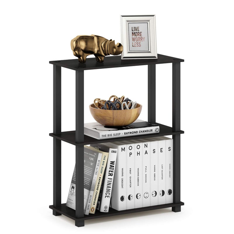 Furinno TurnSTube 3Tier Compact Multipurpose Shelf Display Rack with Square Tube EspressoBlack