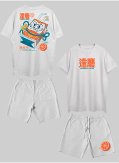 THREADCURRY THREADCURRY Daruma Printed Co-ord Set for Men - Half Sleeve Oversized T-Shirt and Shorts  - Image 1