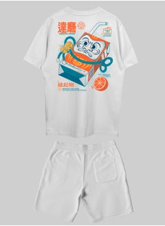 THREADCURRY THREADCURRY Daruma Printed Co-ord Set for Men - Half Sleeve Oversized T-Shirt and Shorts  - Image 2