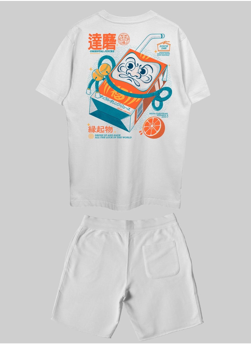 THREADCURRY THREADCURRY Daruma Printed Co-ord Set for Men - Half Sleeve Oversized T-Shirt and Shorts  - Image 2