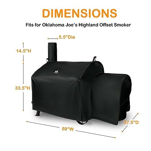 SUPJOYES Grill Cover for Oklahoma Joe's Highland Offset Smoker, Heavy Duty Waterproof Oklahoma Joe Smoker Accessories - Image 2