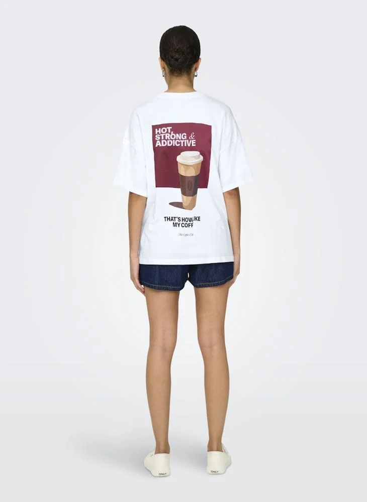 اونلي Printed Crew Neck T-Shirt