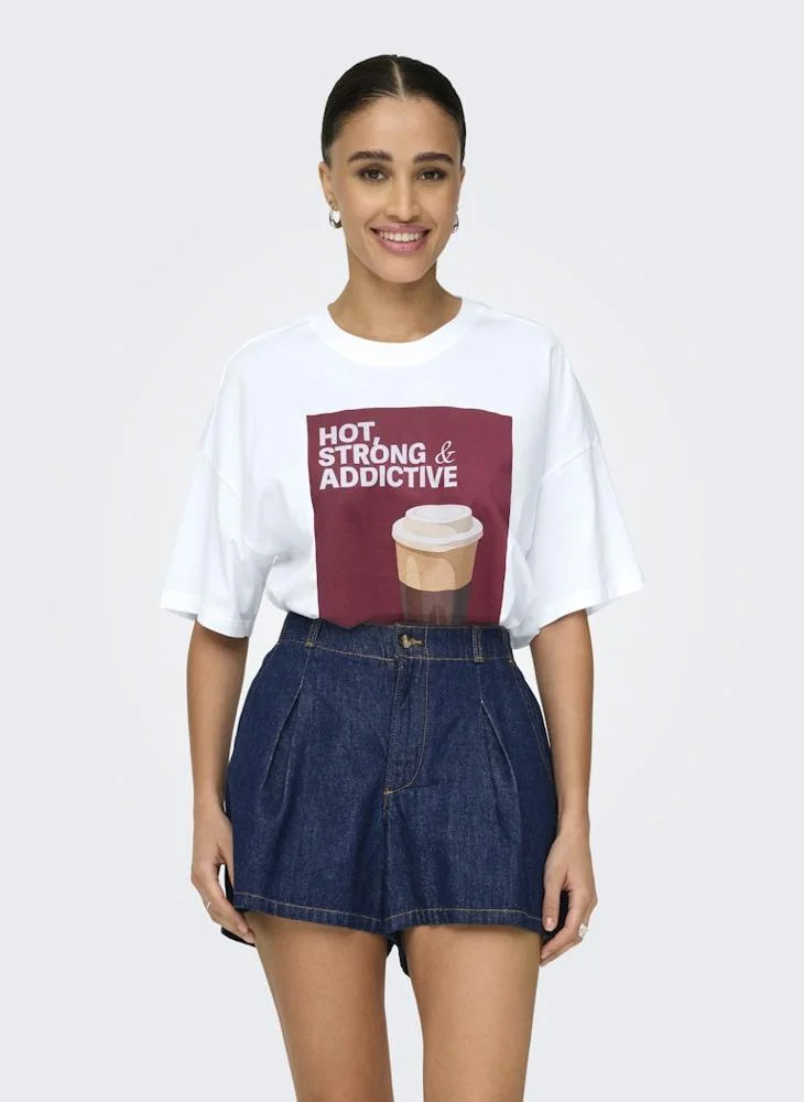 اونلي Printed Crew Neck T-Shirt