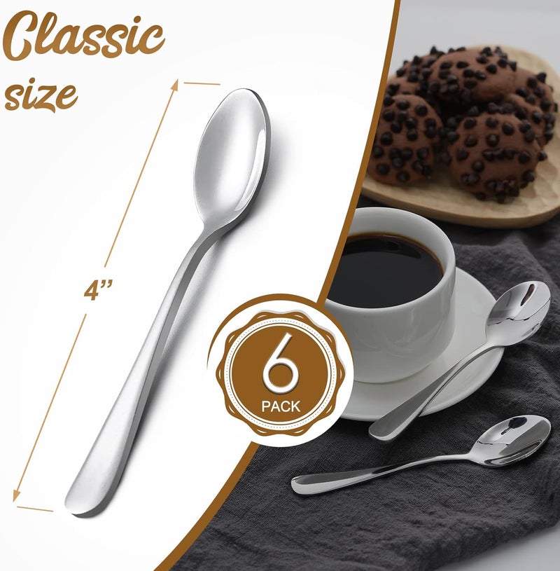 Hiware 6-Piece Demitasse Espresso Spoons, 4 Inches Stainless Steel Mini Coffee Spoons - Image 2