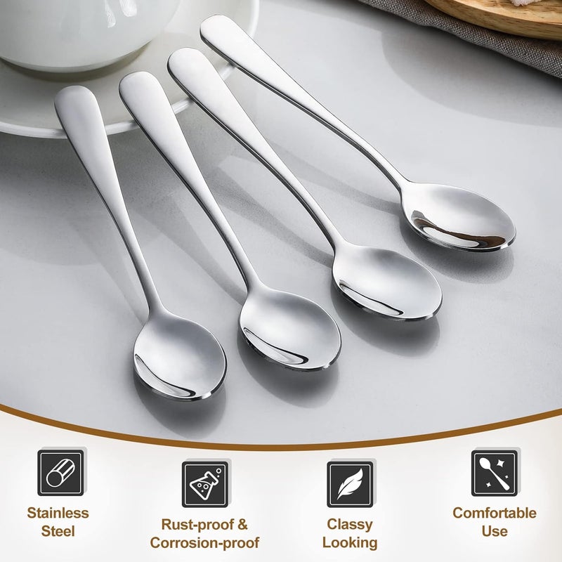 Hiware 6-Piece Demitasse Espresso Spoons, 4 Inches Stainless Steel Mini Coffee Spoons - Image 3