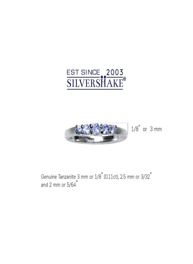 Silvershake 5 Stone Extra Petite Genuine Tanzanite White Gold Plated 925 Sterling Silver Ring Size 10 - Image 3