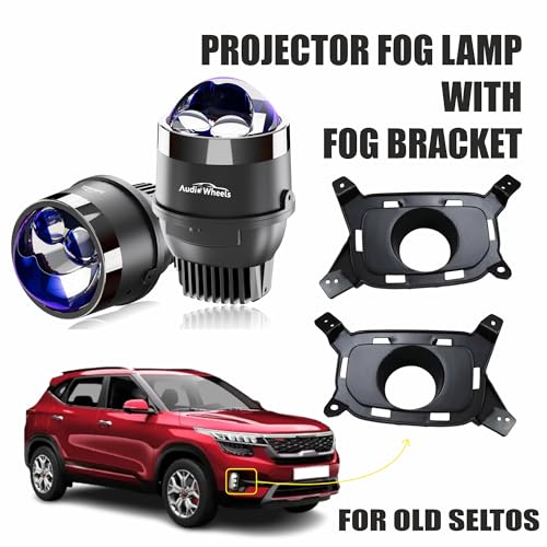 Audio Wheels 3" LED Projector Fog Lamp with Cover - 120W, Tri-Color (White/Warm/Yellow) | Dual Beam | with Blue Tint Film | 12V/24V Fog Light for Car & Vehicle Modification | For Kia Old Seltos - Image 2