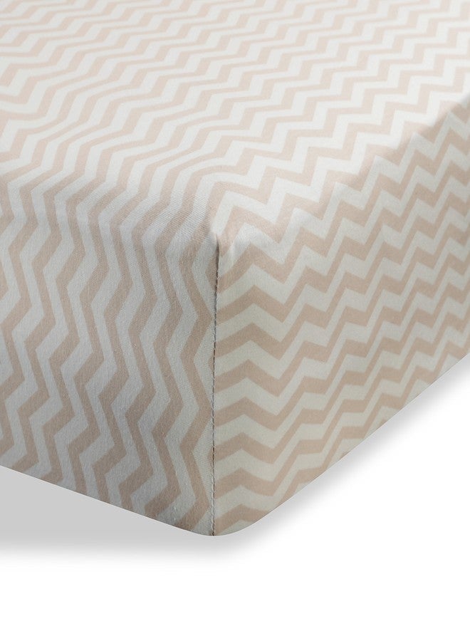 Abstract Jersey Cotton Knit Cradle Sheets - Ultra Soft Cradle Sheets Fitted 18" x 36" for Boys Girls Baby - Universal - Snug Fitted 6" Deep Pocket - Cotton - 18"x36" (Zigzag Beige) - Image 1