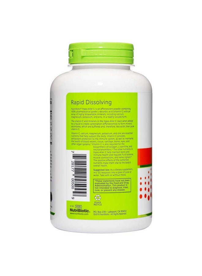 NutriBiotic Hypo-Aller C Powder Vitamin C and Minerals for Antioxidant & Collagen Support | 1300 mg Vitamin C per serving | 8 ounce | Buffered and Easy on the Stomach | L-Ascorbic Acid with calcium, magnesium, zinc, and potassium | Potent, High Solubility | Pharmaceutical Grade | Non-GMO | Gluten Free | Dietary Supplement | Vegan | Easily dissolves | Effervescent - Image 2