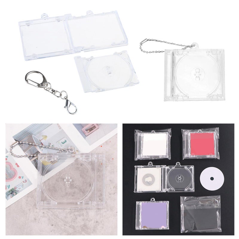 VLSQHNCF Cd Holder Keychain Album Case Disc Album Pendant Disc Box Player Shaped Pendant Case Clear CD Jewel Keyring - Image 2