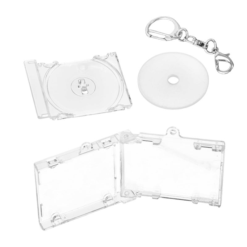 VLSQHNCF Cd Holder Keychain Album Case Disc Album Pendant Disc Box Player Shaped Pendant Case Clear CD Jewel Keyring - Image 4