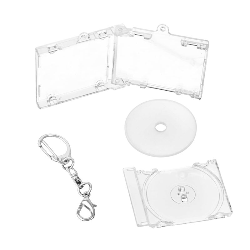 VLSQHNCF Cd Holder Keychain Album Case Disc Album Pendant Disc Box Player Shaped Pendant Case Clear CD Jewel Keyring - Image 1
