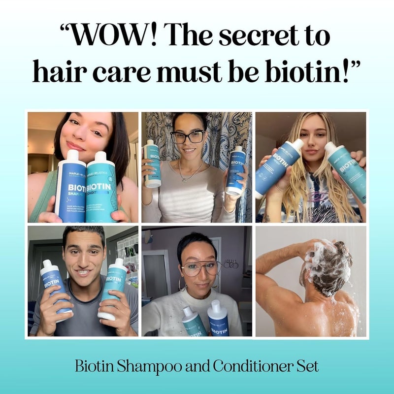 Maple Holistics Rosemary Biotin Shampoo and Conditioner Set - Volumizing Shampoo and Conditioner for Thinning Hair for Women & Men with Nourishing B Vitamins - Color Safe Sulfate Paraben & Silicone Free (16 Fl Oz) - Image 2