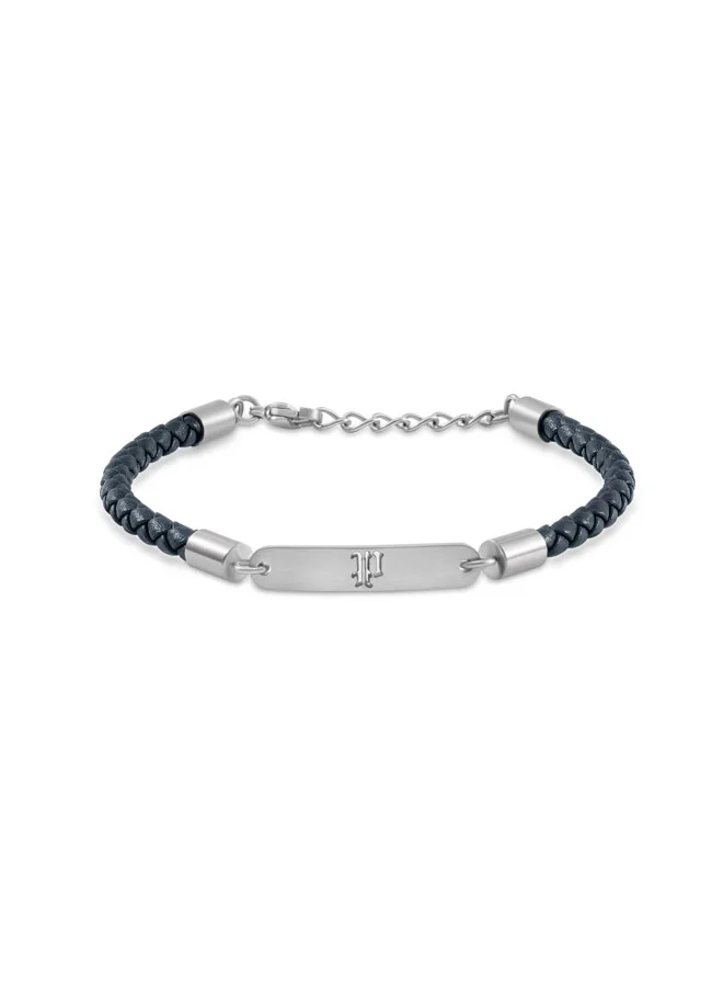 بوليس Interwove Blue Braided Leather Bracelet for Men