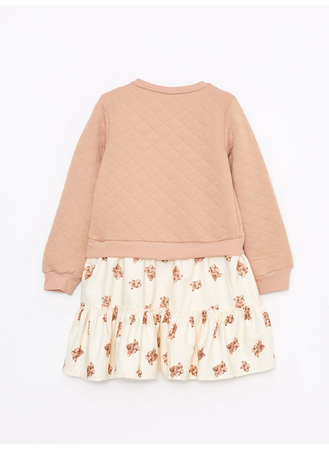 LC WAIKIKI Crew Neck Printed Long Sleeve Girl Dress - Image 2