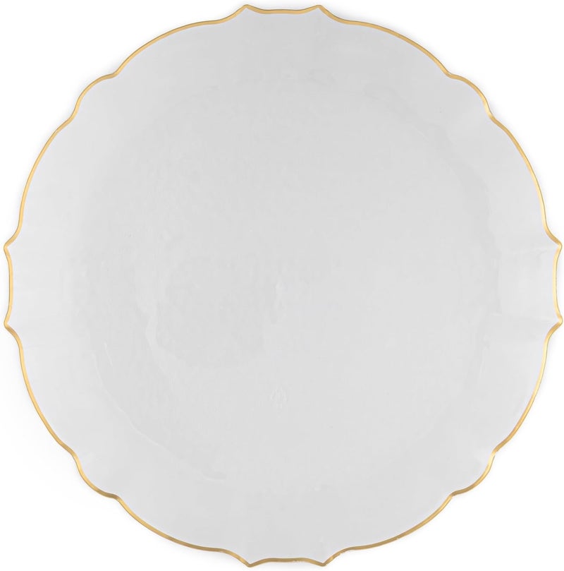 PLASTICPRO 96 Piece Clear WithGold Rim Aristocratic Combo Plastic Dinner Plates Disposable Plastic Fancy Heavy Duty Party Dishes 48, 7'' inch and 48, 10'' inch, Clear With Gold Rim - Image 4
