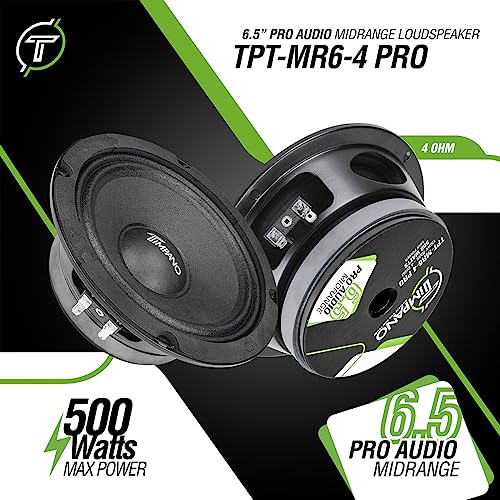 Timpano 6.5 Inch Shallow Midrange Speaker 500 Watts Max Power TPT-MR6-4 PRO, 6.5 Midrange Speakers 4 Ohm Shallow Mount Car Audio Speaker, Pro Audio Loudspeaker Compact for Doors (Single) - Image 2