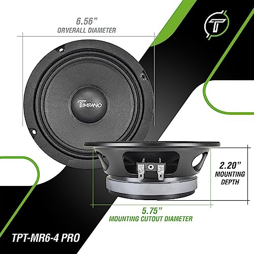 Timpano 6.5 Inch Shallow Midrange Speaker 500 Watts Max Power TPT-MR6-4 PRO, 6.5 Midrange Speakers 4 Ohm Shallow Mount Car Audio Speaker, Pro Audio Loudspeaker Compact for Doors (Single) - Image 3