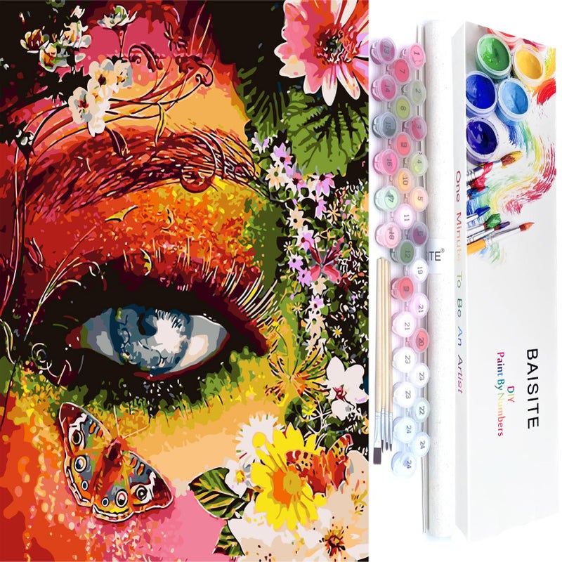 BAISITE Paint by Numbers Kit for Adults Beginners16 Wx20 L Canvas for Painting Kits for Adults in Colorful BoxColor Eye Mother Earth 8407