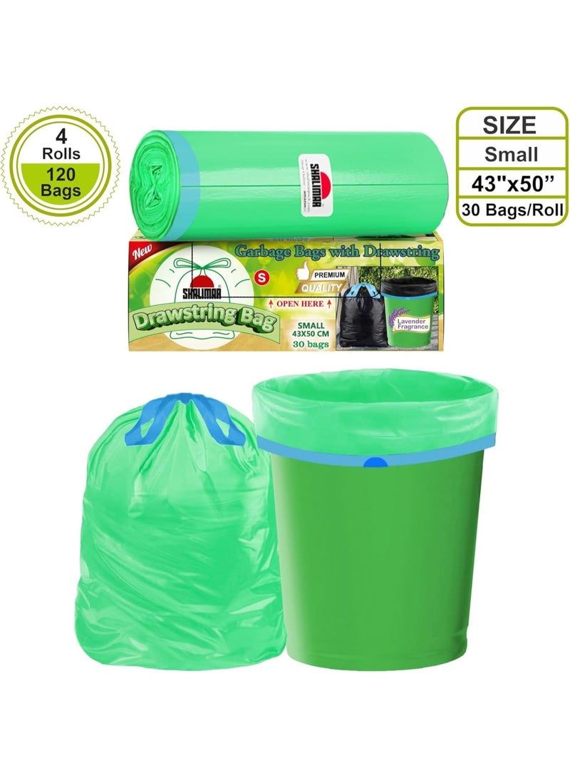 شاليمار **شاليمار بريميوم OXO – أكياس قمامة قابلة للتحلل، 120 قطعة – سعة 5 جالون، برائحة الخزامى – أكياس مقاومة للتسرب للقمامة/النفايات – أبعاد 109 × 127 سم – مناسبة لصناديق القمامة سعة 4 إلى 5 جالون – اللون أخضر** - Image 3