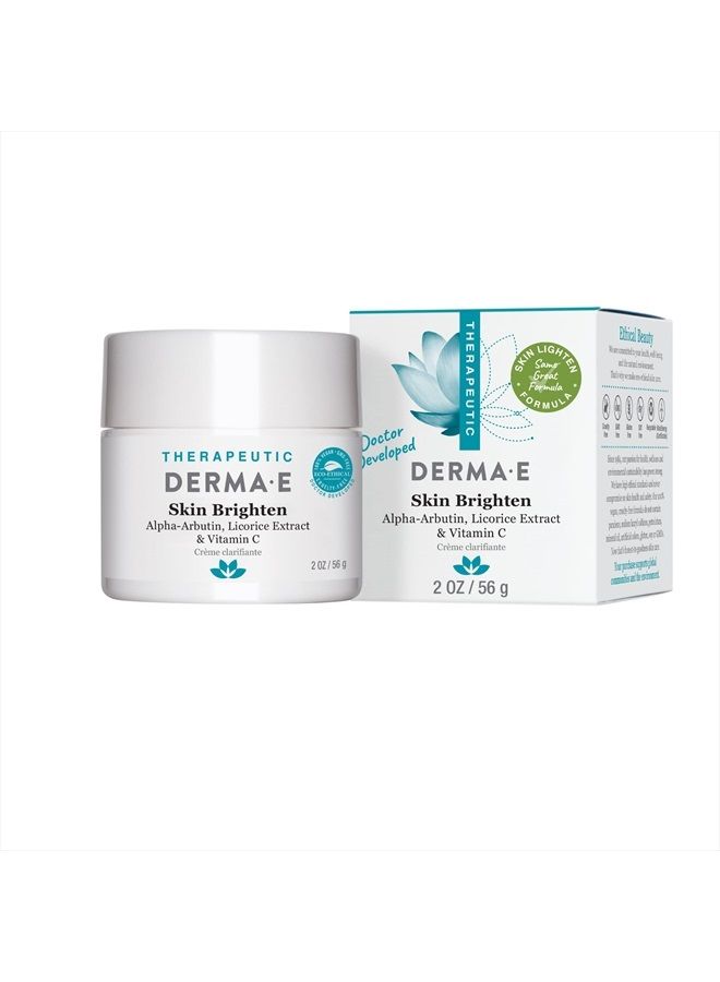 derma-e كريم ديرما إي لتفتيح البشرة - كريم لتفتيح البقع الداكنة - مُفَتِح طبيعي للوجه والجسم للبقع العمرية، فرط التصبغ وتفاوت لون البشرة، 2 أونصة - Image 1