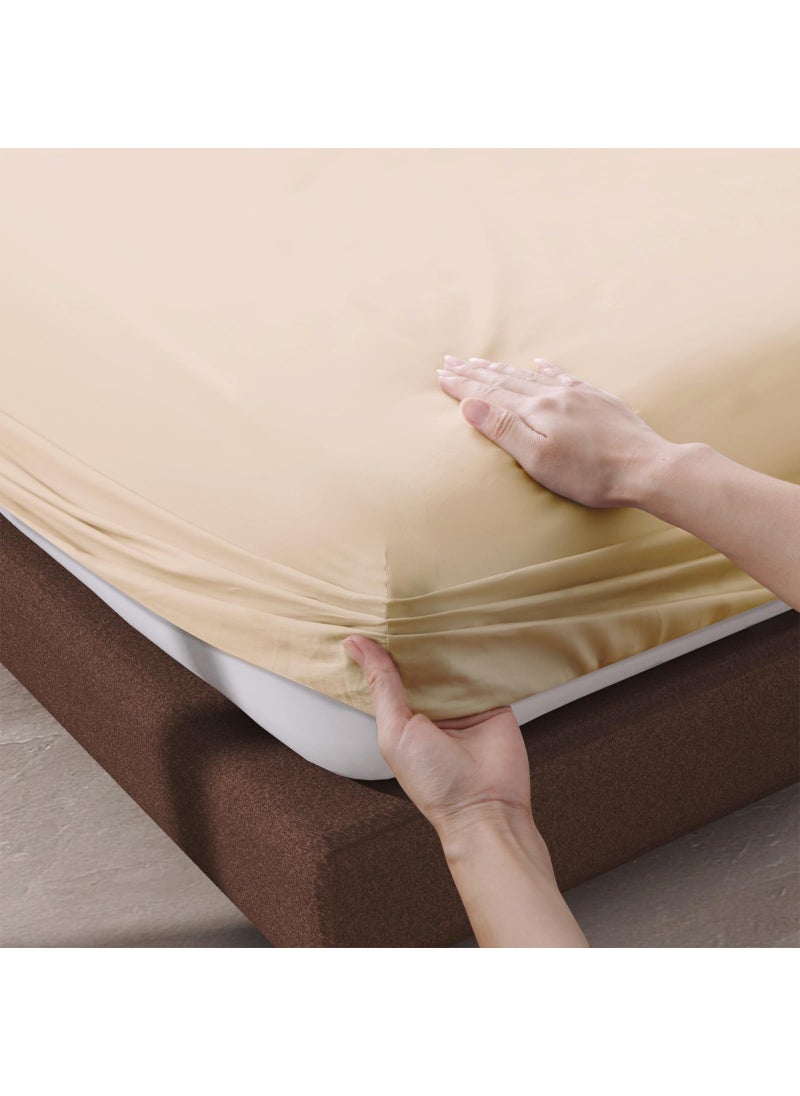 Zaizaihome 100% Egyptian Cotton Fitted Sheet King Size  600 Thread Count  Single Fitted Sheet Only 8 -16"" Deep Pocket Sheet  Soft & Elastic Sateen Weave Bottom Sheet for Home(Beige  King)  - Image 4