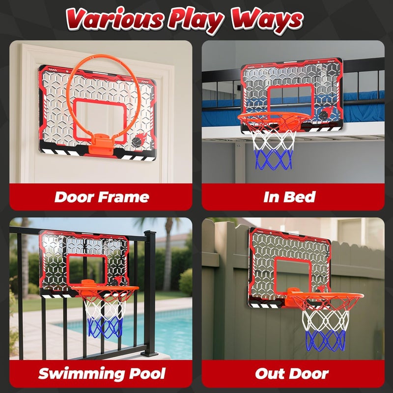EagleStone Mini Basketball Hoop for Door & Wall, Foldable Rim with 3 Balls and Pump, Indoor Basketball Toy Game Set for Kids Adults, Bedroom Office Sports Gift - Image 5